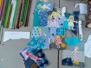 material collage stitching