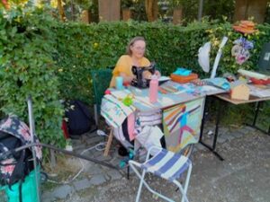 Jyoti sewing machine in garden